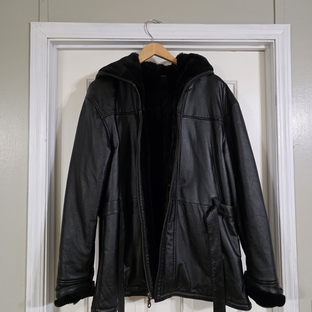 Wilsons Leather Black Hooded Jacket